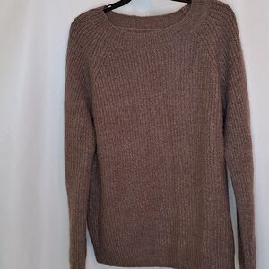 Elegant Brown Crew Neck Sweater Women's  Size XL